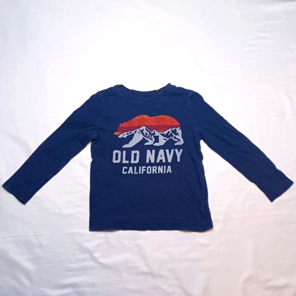 Old Navy Blue Graphic Print Long Sleeve Boy's Top Size 5T